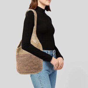 Helen Kaminski Natural Tan Vintage Woven 100% Raffia Shoulder Bag Boho Revolve
